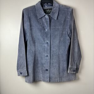 Vintage Atelier By B Thomas Genuine Leather Dusty Blue Jacket Size Large